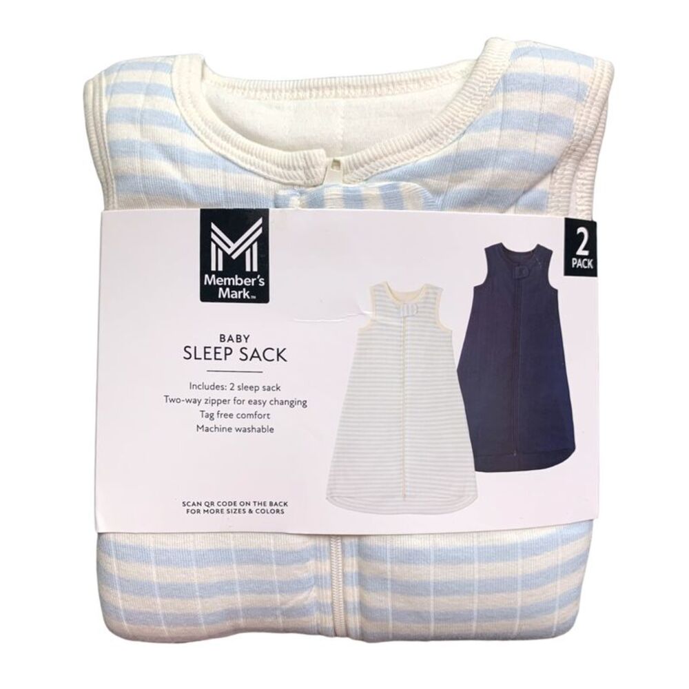 Member's Mark Girls Inverted Zipper Sleeveless 2-Pack Sleep Sack - Blue